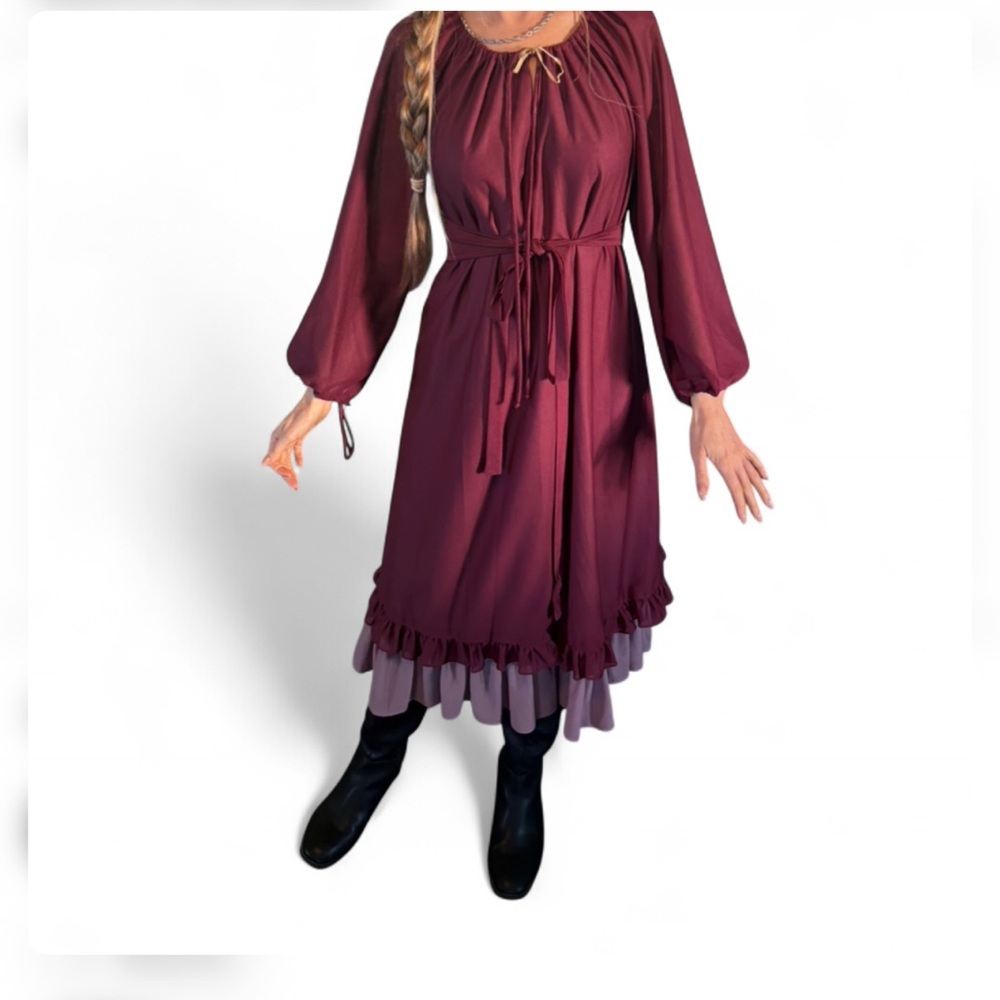 Vintage 70s Mary Martin for rainbow of California delicate chiffon boho dress Sm